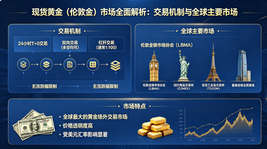 现货黄金（伦敦金）市场全面解析：交易机制与全球主要市场