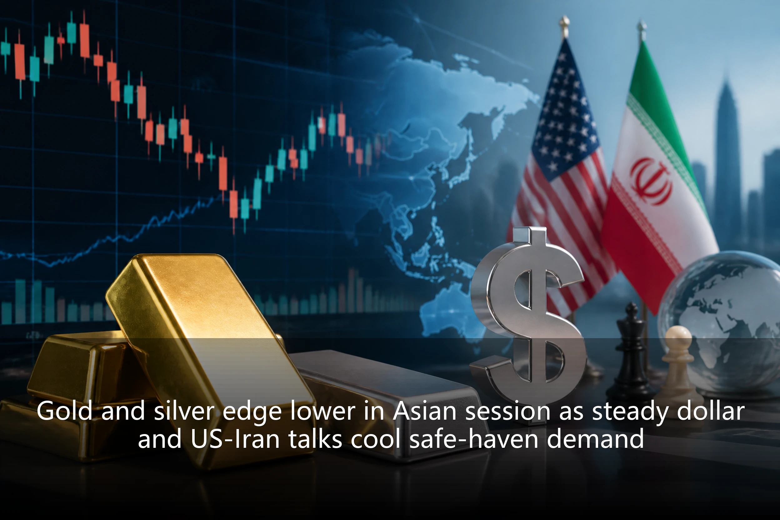 Gold and silver edge lower in Asian session as steady dollar and US-Iran talks cool safe-haven demand