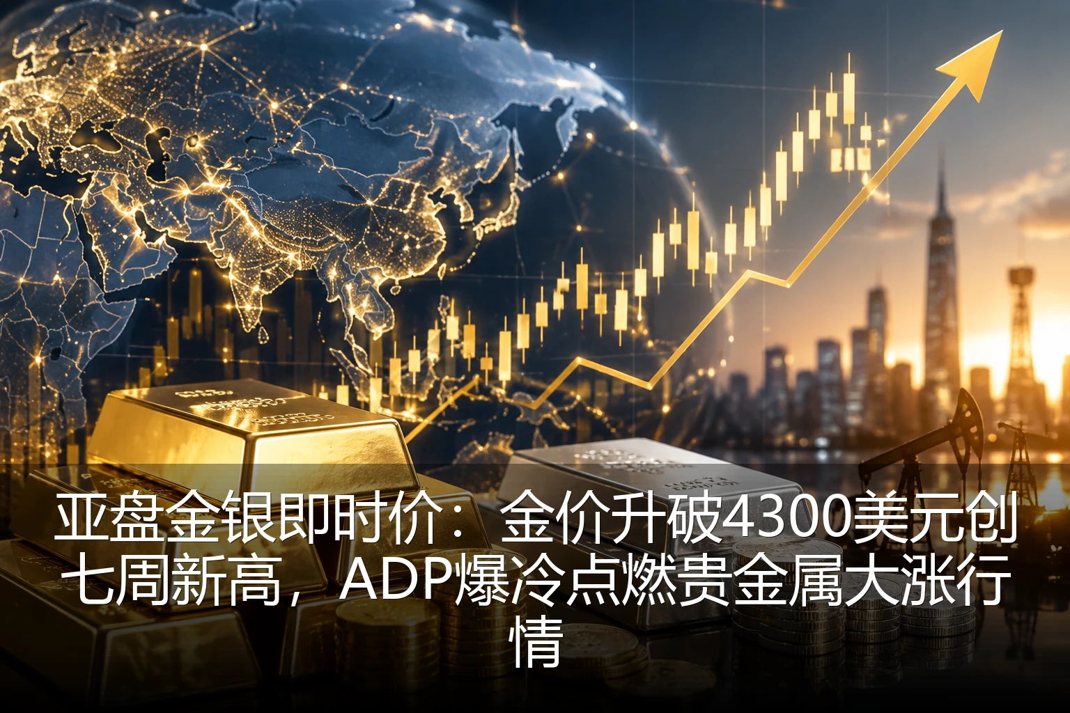 亚盘金银即时价：金价升破4300美元创七周新高，ADP爆冷点燃贵金属大涨行情
